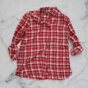 Roots Plaid Button Down Shirt Medium